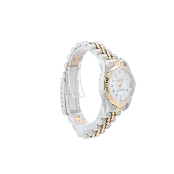 Rolex Ladies Datejust 26mm Two Tone Champagne Roman Diamond Fluted Jubilee 79173